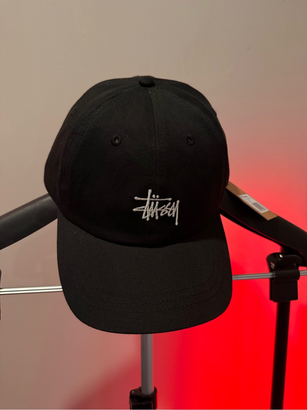 Stussy basic low profile black script hat cap brand new adjustable strap back.